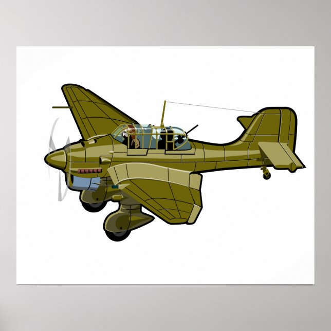 Cartoon-Retroflugzeug Poster (Vorne)