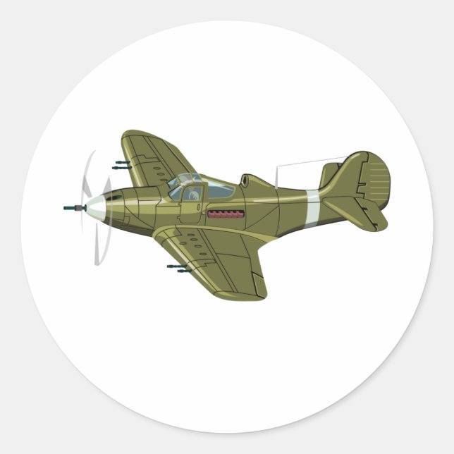 Cartoon-Retroflugzeug Runder Aufkleber (Vorderseite)