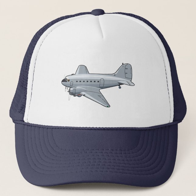 Cartoon-Retroflugzeug Truckerkappe (Vorderseite)