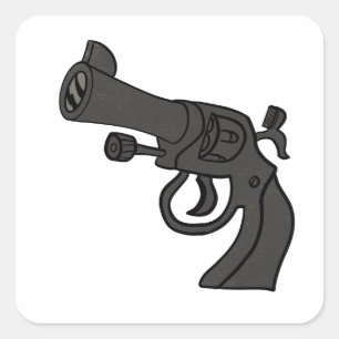 Cartoon Revolver Schlüsselanhänger Quadratischer Aufkleber