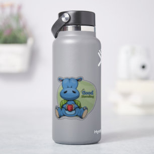 Cartoon Rhino 4"x 4"- glänzend transparent Aufkleber