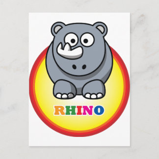 Cartoon Rhino Postkarte