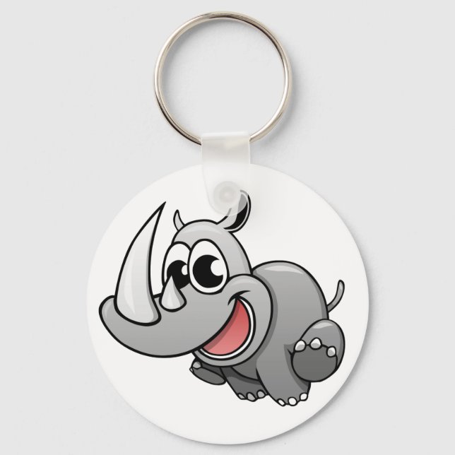 Cartoon Rhino Schlüsselanhänger (Vorderseite)