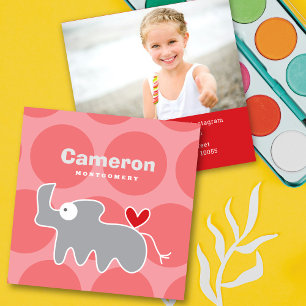 Cartoon Rhinoceros Foto Kid Profile Calling Card Quadratische Visitenkarte