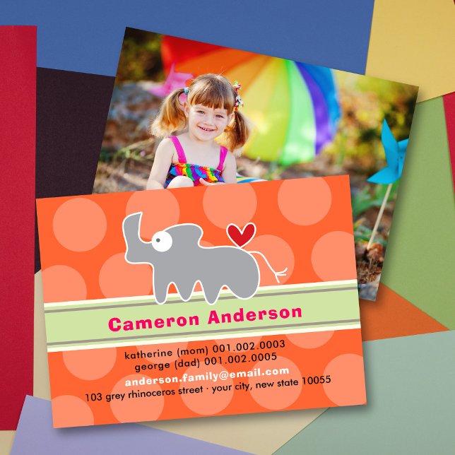 Cartoon Rhinoceros Foto Kid Profile Calling Card Visitenkarte (Von Creator hochgeladen)