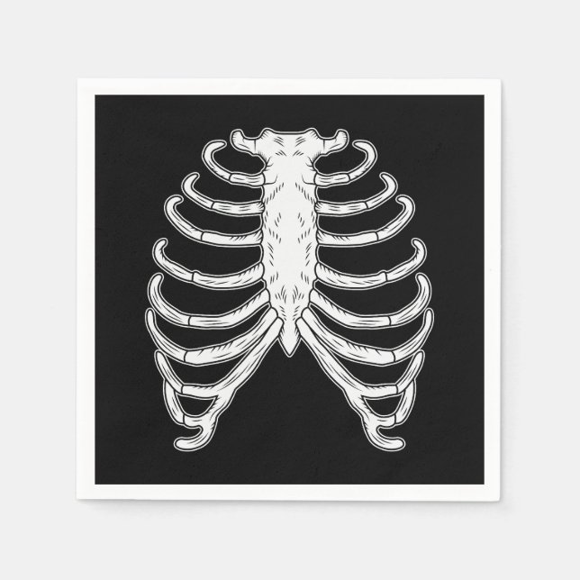 Cartoon Rib Käferknochen Halloween Schwarz-Weiß Serviette (Vorderseite)