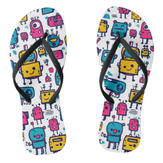 Cartoon Robot Adult Sandals Flip Flops