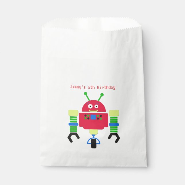 Cartoon Robot Birthday Party Gefallen-Tasche Geschenktütchen (Vorderseite)