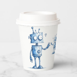 Cartoon Robot Coffee Cup - Tech Buddy To Go Pappbecher