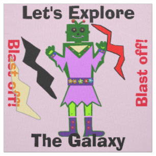Cartoon Robot Girl Alien blass pink Stoff