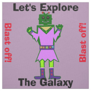 Cartoon Robot Girl Alien Blast Off Lila Stoff