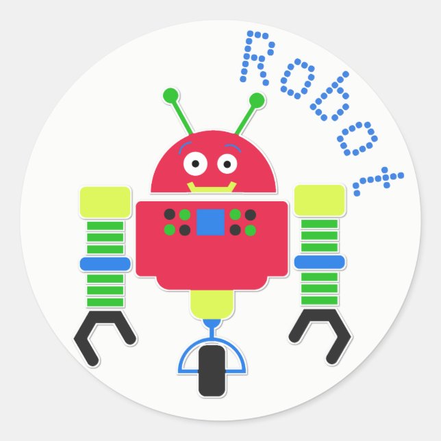 Cartoon Robot Sticker (Vorderseite)