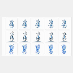 Cartoon Robot Sticker Pack - Quirky Tech Trio