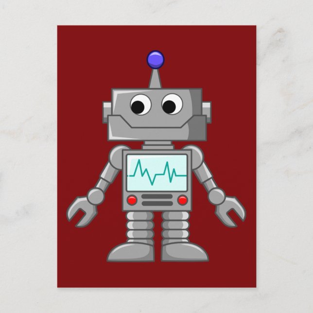 Cartoon-Roboter Postkarte (Vorderseite)