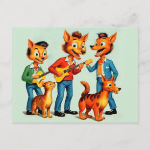 Cartoon-Rockabilly-Band-Postkarte Postkarte