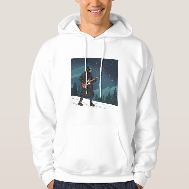 Cartoon Rocker Dog Under the Stars Hoodie (Vorderseite)