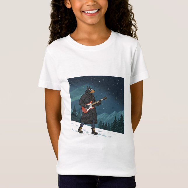 Cartoon Rocker Dog Under the Stars T-Shirt (Vorderseite)