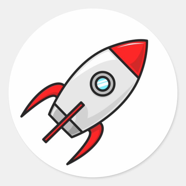 Cartoon-Rocketship-Aufkleber Runder Aufkleber (Vorderseite)