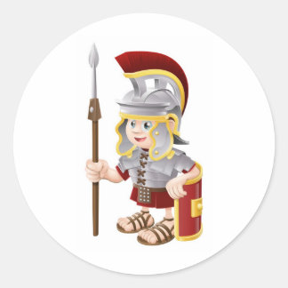 Cartoon Roman Soldier Runder Aufkleber