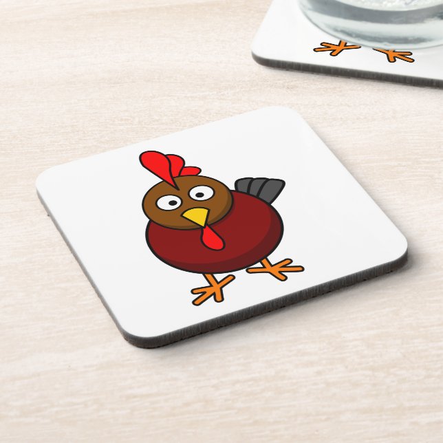 Cartoon-Rooster  Getränkeuntersetzer (Linke Seite)