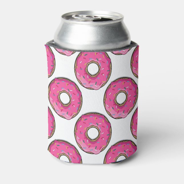 Cartoon Rosa Donut mit Sprinklen Dosenkühler (Kanne Rückseite)