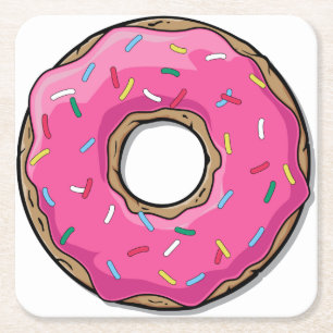 Cartoon Rosa Donut mit Sprinklen Rechteckiger Pappuntersetzer