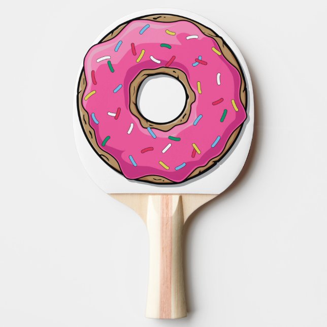 Cartoon Rosa Donut mit Sprinklen Tischtennis Schläger (Vorderseite)