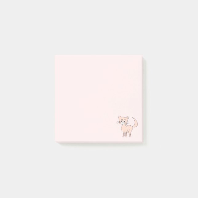 Cartoon Rosa Katze Hübsch Pink Rosa Post-it Klebezettel (Vorderseite)