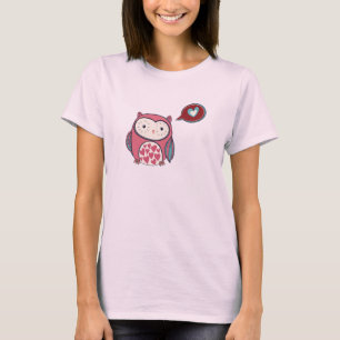 Cartoon-rosa Liebe-Eule T-Shirt