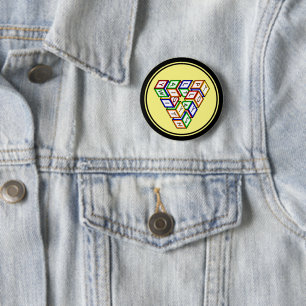 Cartoon Rot Blau Gelb Grün Spielzeugblöcke Kunst Button