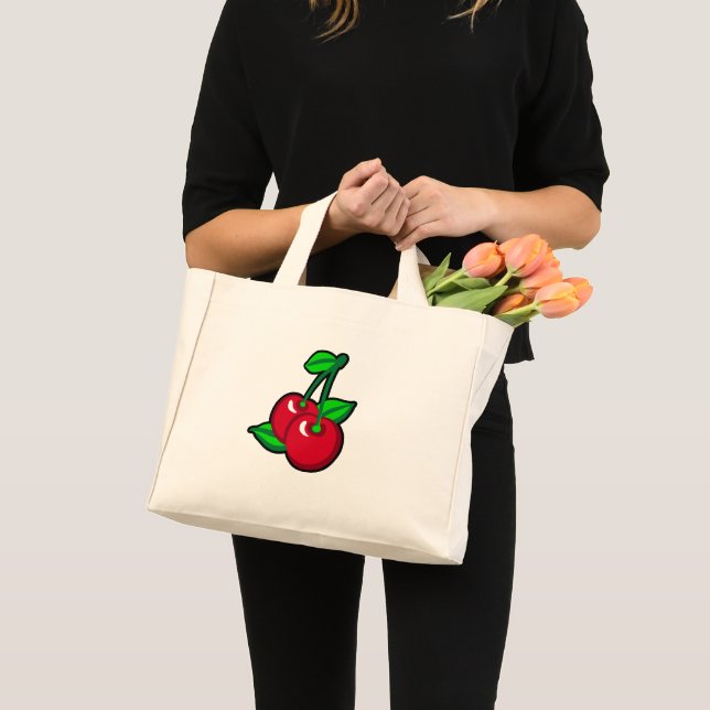 Cartoon Rote Grüne Kirschen Frucht Kunst Mini Stoffbeutel (Vorderseite (Produkt))