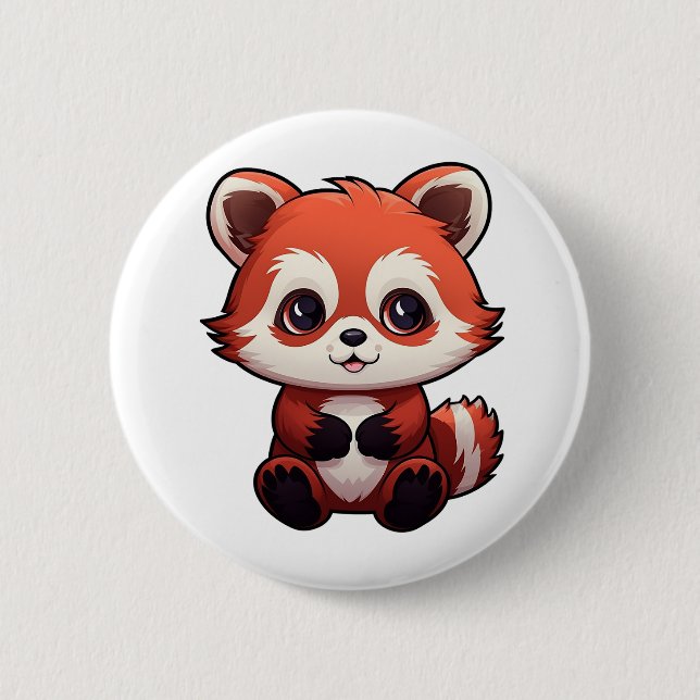 Cartoon Roter Panda Button (Vorderseite)
