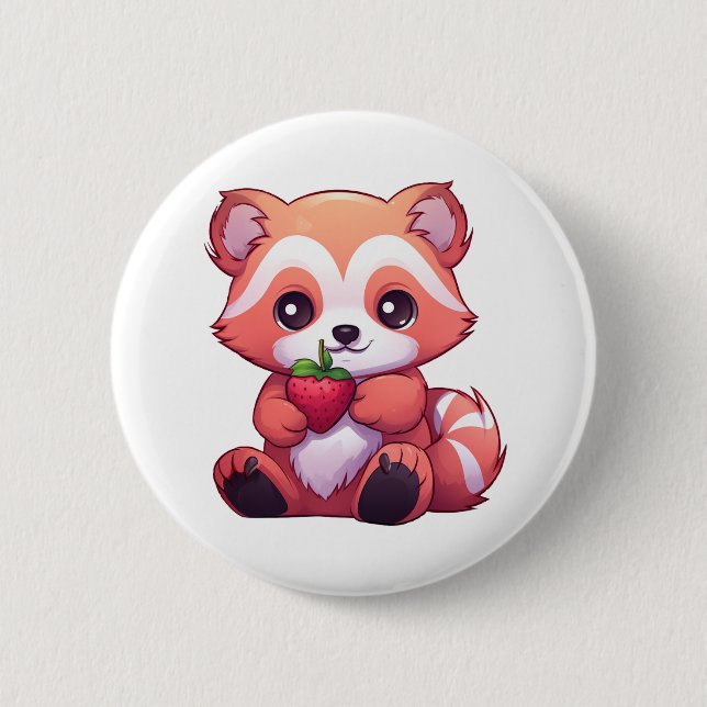 Cartoon Roter Panda Button (Vorderseite)