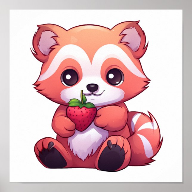 Cartoon Roter Panda Poster (Vorne)