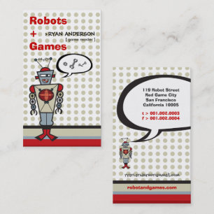Cartoon-roter Retro Roboter-niedliche Visitenkarte