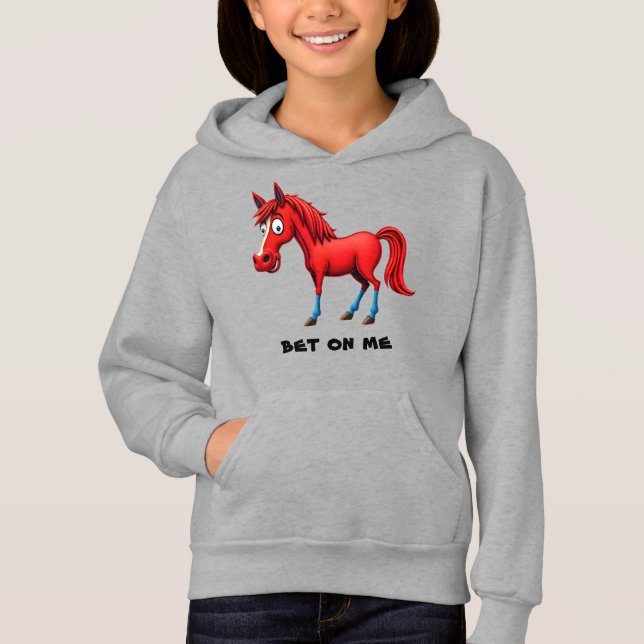 Cartoon Rotes Pferd Hoodie (Vorderseite)