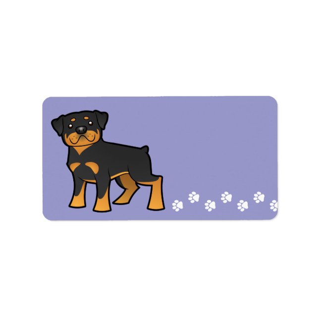 Cartoon Rottweiler Adressaufkleber (Vorne)