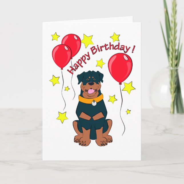 Cartoon Rottweiler Geburtstagskarte Karte (Vorderseite)