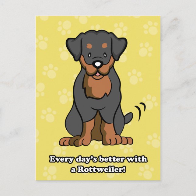 Cartoon Rottweiler Postcard Postkarte (Vorderseite)