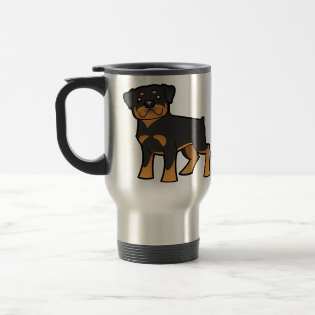 Cartoon Rottweiler Reisebecher (Links)
