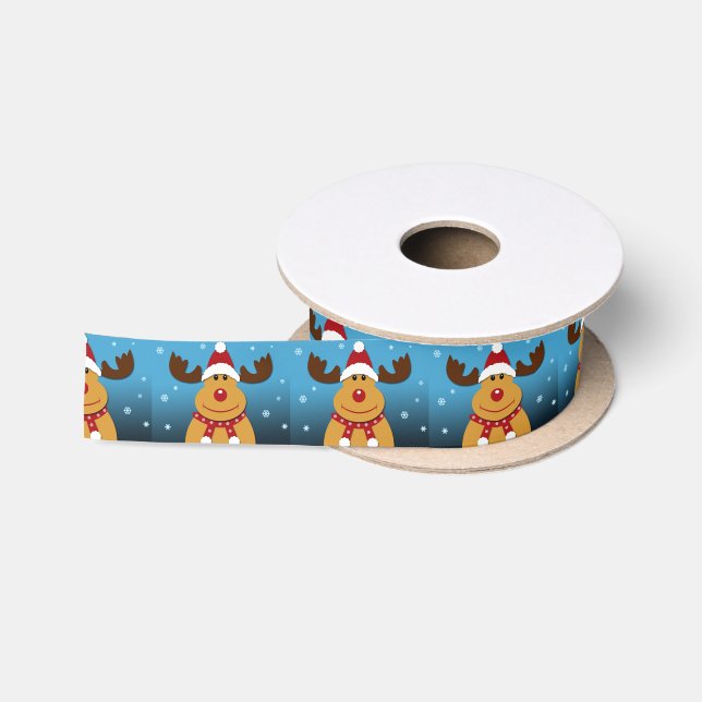 Cartoon Rudolph die Ren-Weihnachtsgeschenke Satinband (Spule)