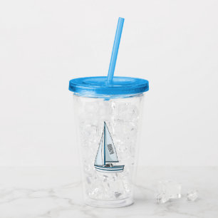 Cartoon Sailboat Acryltrinkbecher