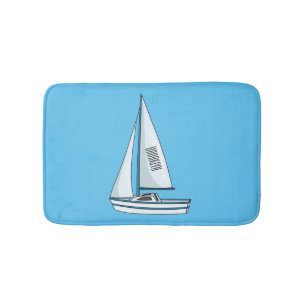 Cartoon Sailboat Badematte