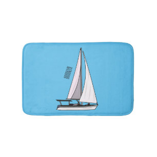 Cartoon Sailboat Badematte