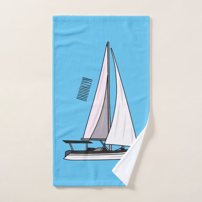 Cartoon Sailboat Badhandtuch Set (Handtuch)