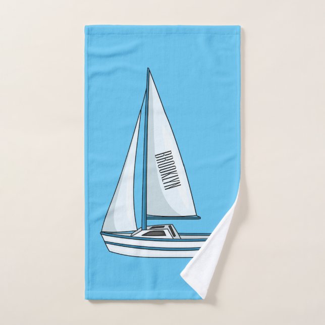 Cartoon Sailboat Badhandtuch Set (Handtuch)