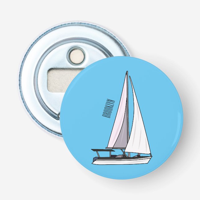 Cartoon Sailboat Flaschenöffner (Vorderseite)