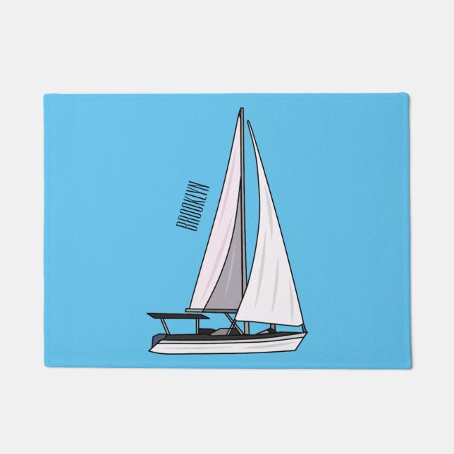 Cartoon Sailboat Fußmatte (Vorderseite)
