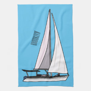 Cartoon Sailboat Geschirrtuch