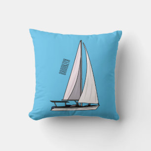 Cartoon Sailboat Kissen
